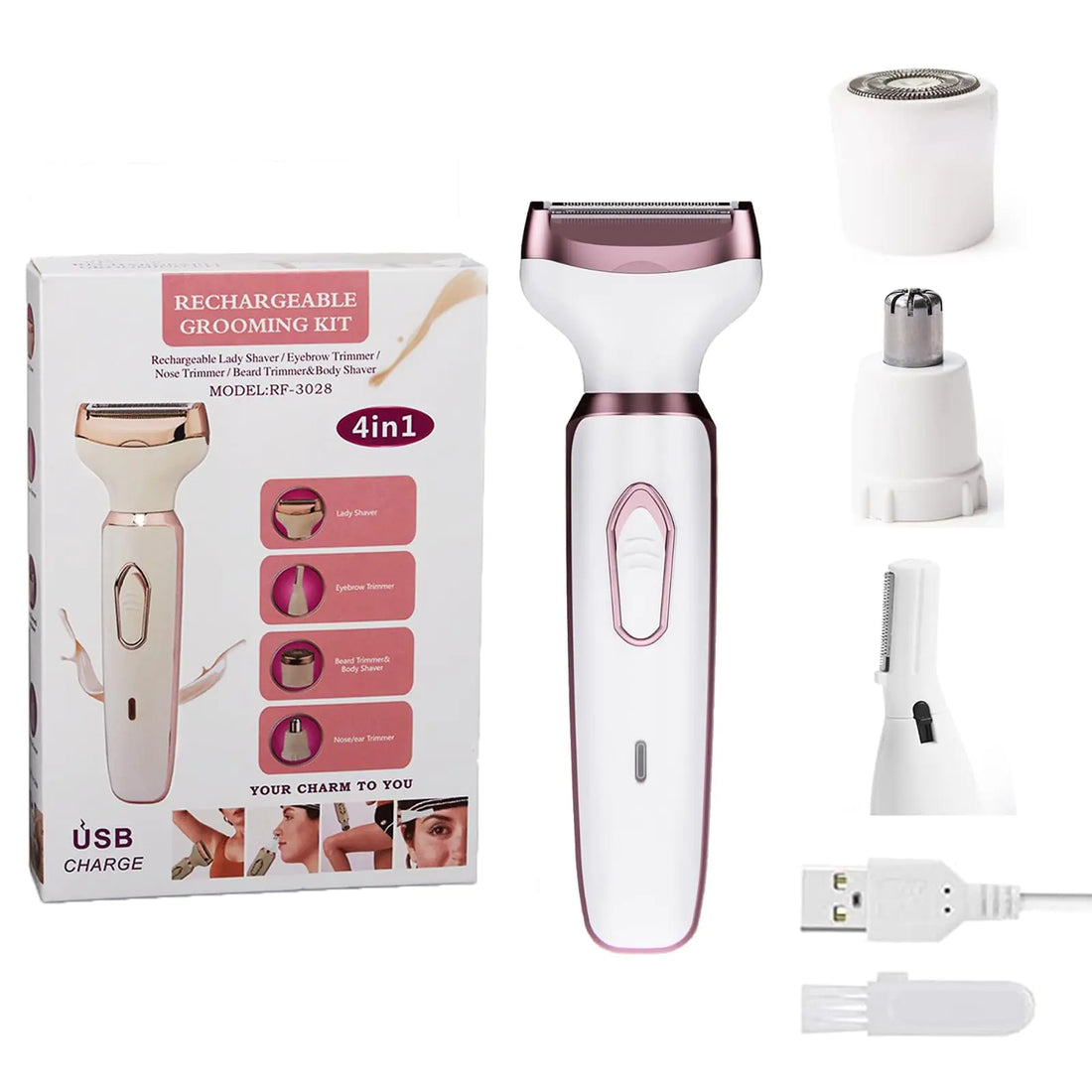 4-in-1 Rechargeable Trimmer &amp; Hair Removal for Women - Aurynaz